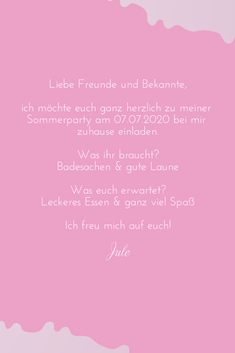 Einladung Sommerparty Pink